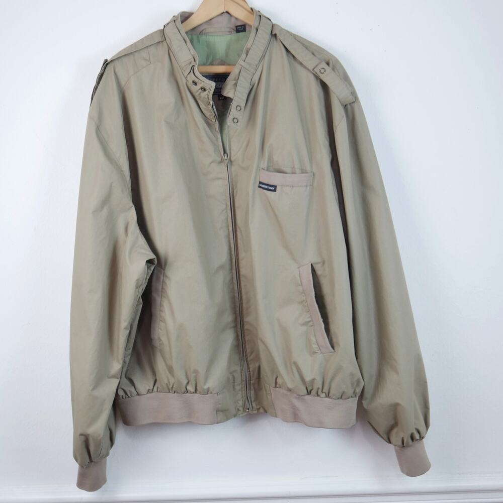 Members Only Jacket XXL T Tan Brown Cafe Racer Full Zip Bomber Jacket Spring